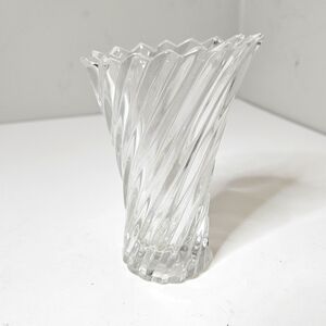 Mikasa Bud Vase Crystal Asymmetrical Ribbed Heavy 5" Tall